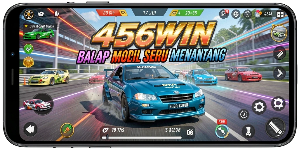 Screenshot gameplay 456WIN menampilkan balapan yang intens dan mendebarkan.