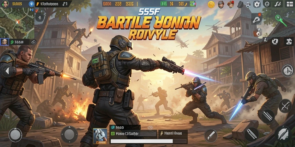 Gameplay seru dalam pertempuran Battle Royale di 555F.