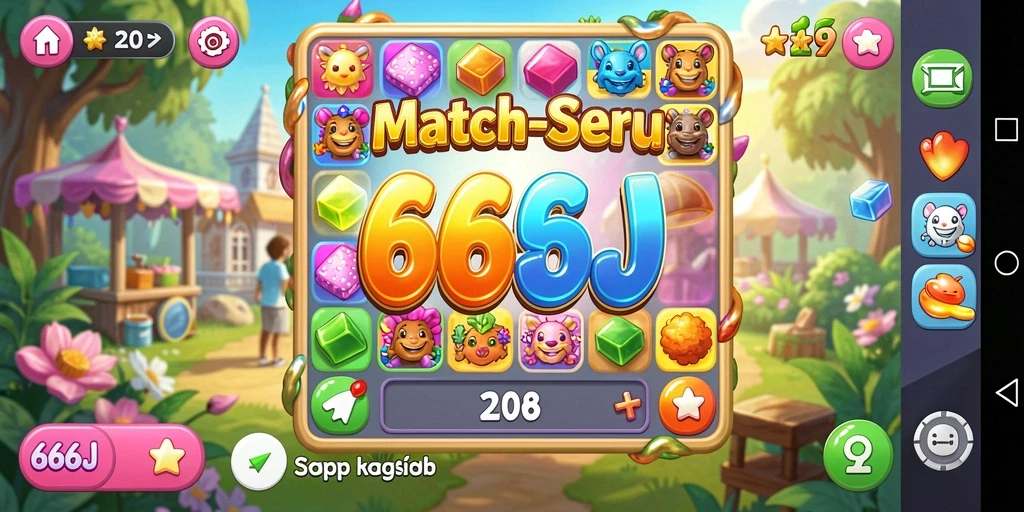 Gameplay Match-3 yang seru dan menantang di 666J.