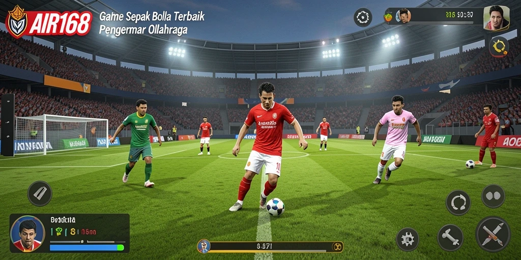 Tampilan menarik dari gameplay sepak bola yang mendebarkan.