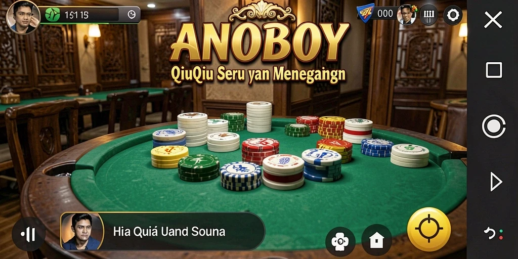 Screenshot gameplay ANOBOY menampilkan aksi QiuQiu yang mendebarkan.