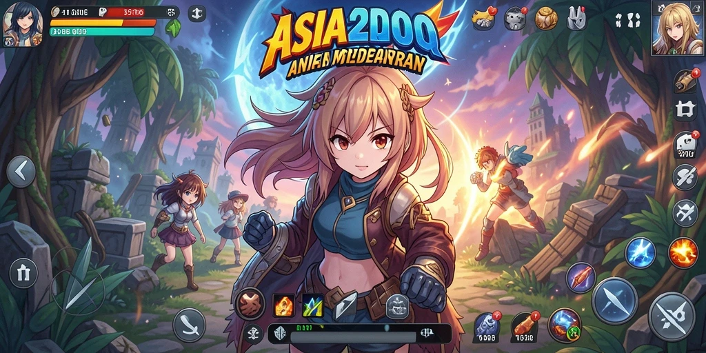 Tangkapan layar gameplay ASIA200 yang penuh warna dan mendebarkan.