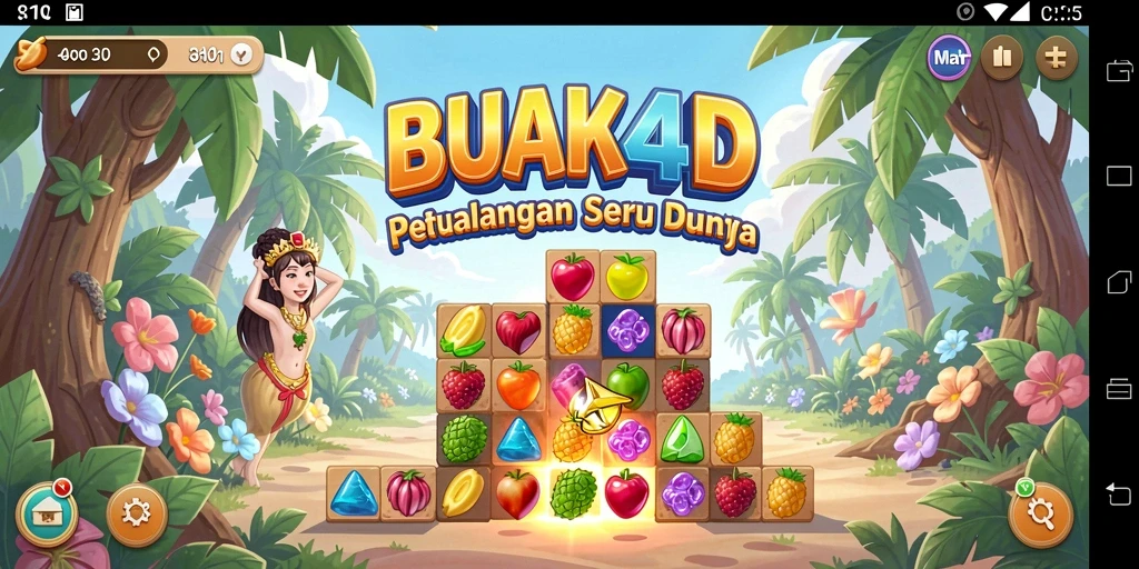 Tangkapan layar gameplay BUAH4D menampilkan aksi mencocokkan buah yang seru.