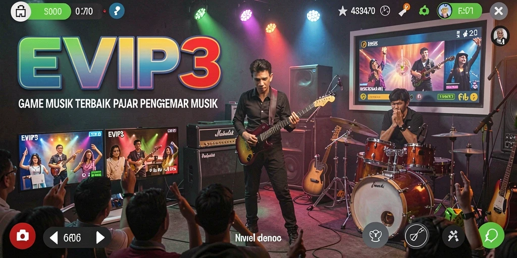 Screenshot EVIP3 yang menampilkan momen gameplay musik yang seru.