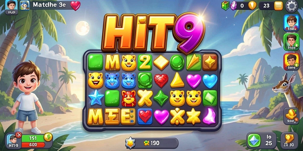 Tampilan gameplay HIT9 yang penuh warna dan menarik.
