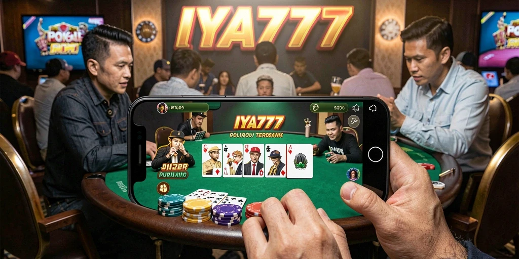 Tampilan permainan Poker seru di IYA777 dengan banyak pemain.