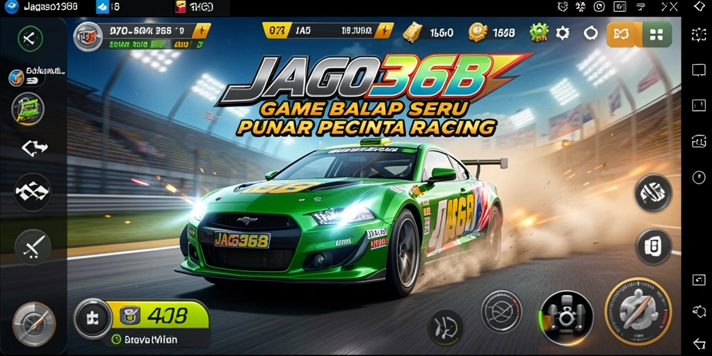 Screenshot gameplay JAGO368 menampilkan aksi balapan yang mendebarkan.