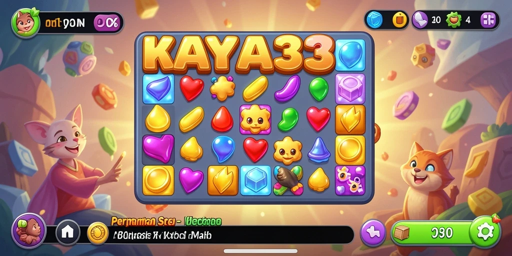 Tampilan gameplay seru KAYA33 dengan tantangan Match-3.