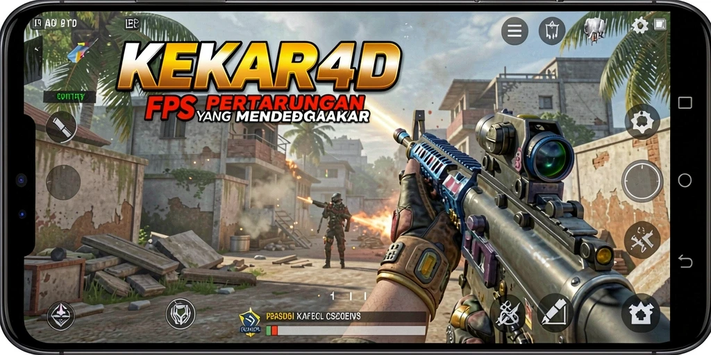 Tampilan gameplay seru dari KEKAR4D dengan aksi tembak-menembak.
