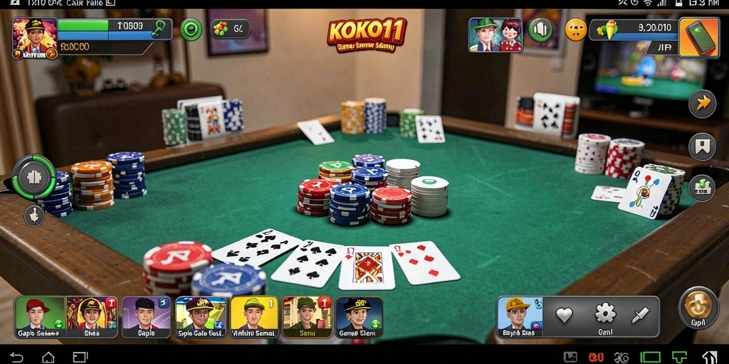 Tampilan gameplay Gaple di KOKO11 yang penuh warna.