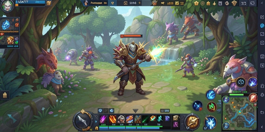 Screenshot gameplay LUSA777 yang menampilkan pertarungan epik di dunia MMORPG.