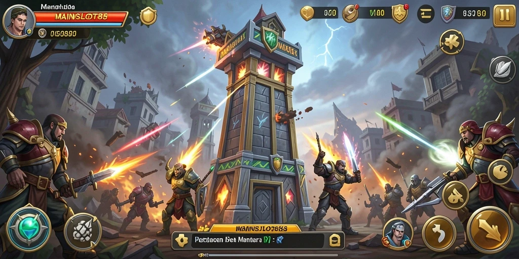Tampilan gameplay MAINSLOT88 yang menegangkan dan strategi pertahanan menara.