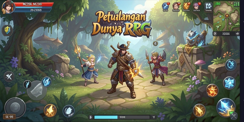 Tangkapan layar gameplay RPG MZ356 yang penuh aksi dan petualangan.