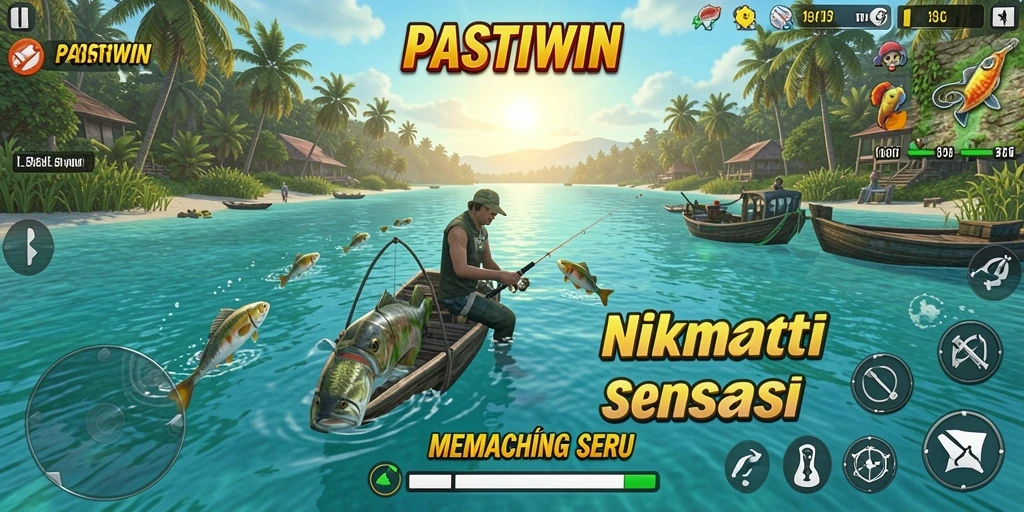 Screenshot menampilkan aksi seru saat memancing di PASTIWIN.