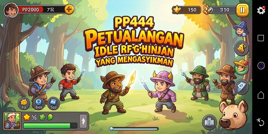 Tampilan gameplay PP444 menunjukkan karakter yang aktif mengumpulkan sumber daya.
