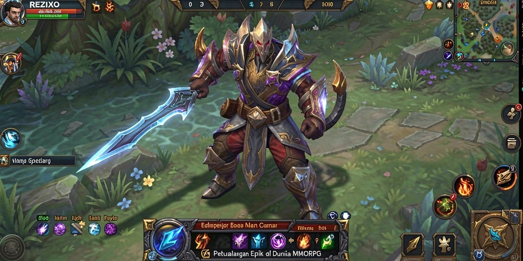 Screenshot utama dari gameplay REZIXO yang menunjukkan pertempuran seru di dungeon.