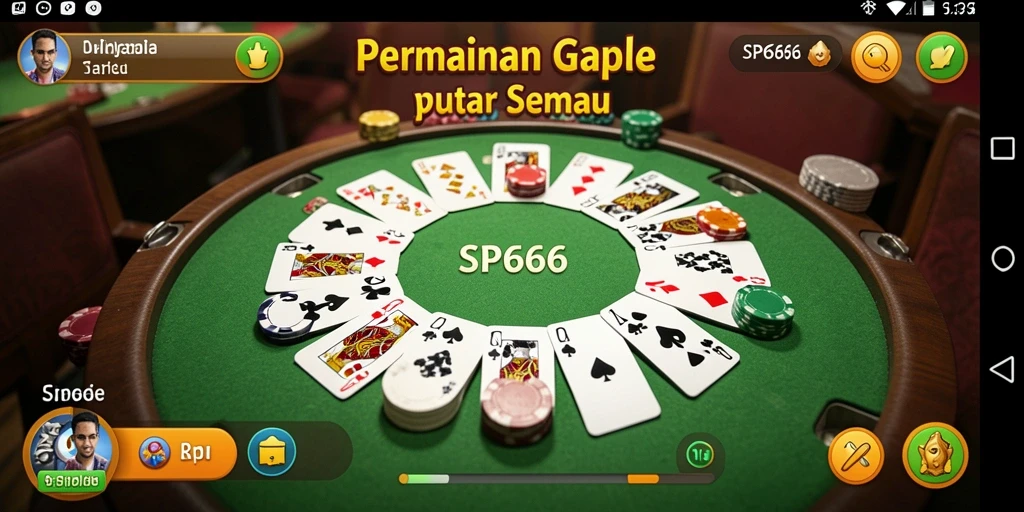 Screenshot gameplay SP666 menampilkan suasana seru permainan Gaple.